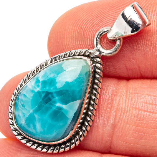 Rare Larimar Pendant 1 1/4" (.925 Sterling Silver)