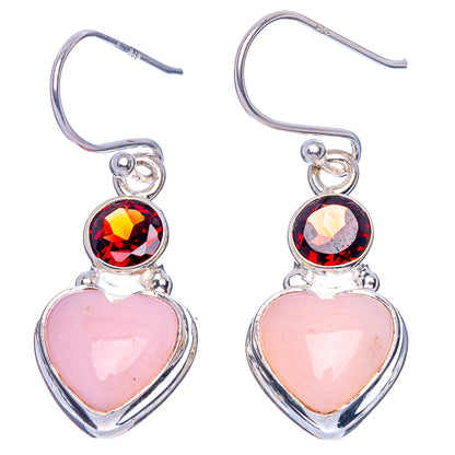 Queen Conch Shell, Garnet Heart Earrings 1 3/8" (925 Sterling Silver) E1815