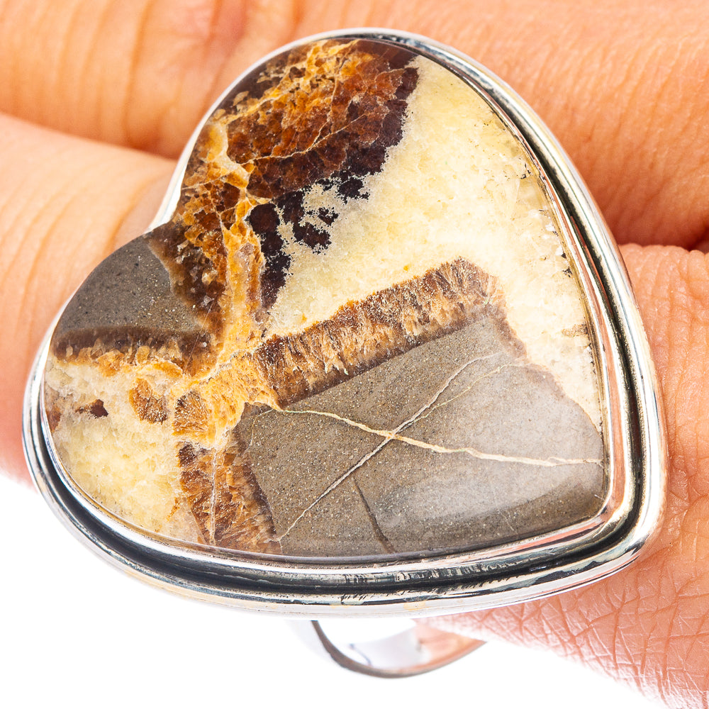 Large Septarian Geode Ring Size 12 (925 Sterling Silver) R7455