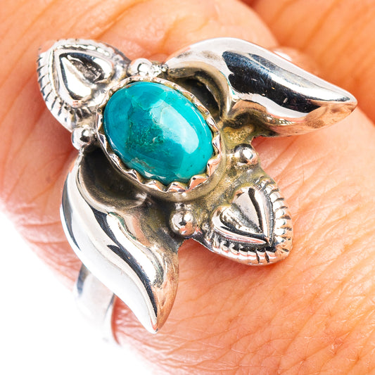 Kingman Turquoise Native Style Ring Size 8.75 (.925 Sterling Silver)