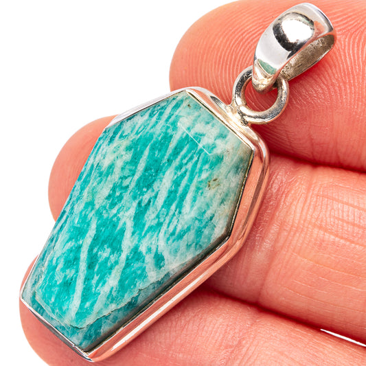 Amazonite Pendant 1 5/8" (.925 Sterling Silver)