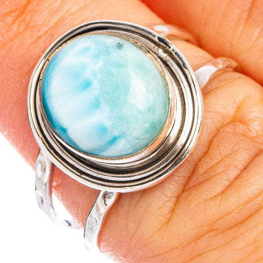 Rare Larimar Ring Size 6.5 (.925 Sterling Silver)