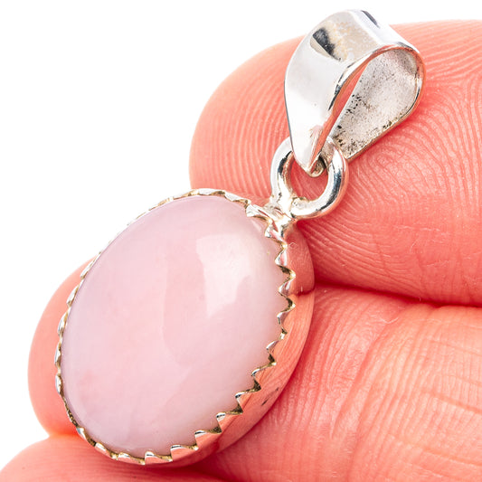 Pink Opal Pendant 1 1/8" (.925 Sterling Silver)