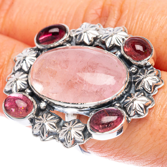 Signature Morganite, Garnet Ring Size 7 (925 Sterling Silver) R2565