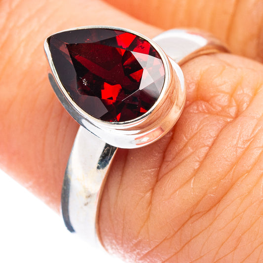 Faceted Garnet Ring Size 6.75 (.925 Sterling Silver)