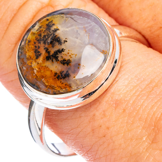 Scenic Dendritic Agate Ring Size 10.75 (.925 Sterling Silver)