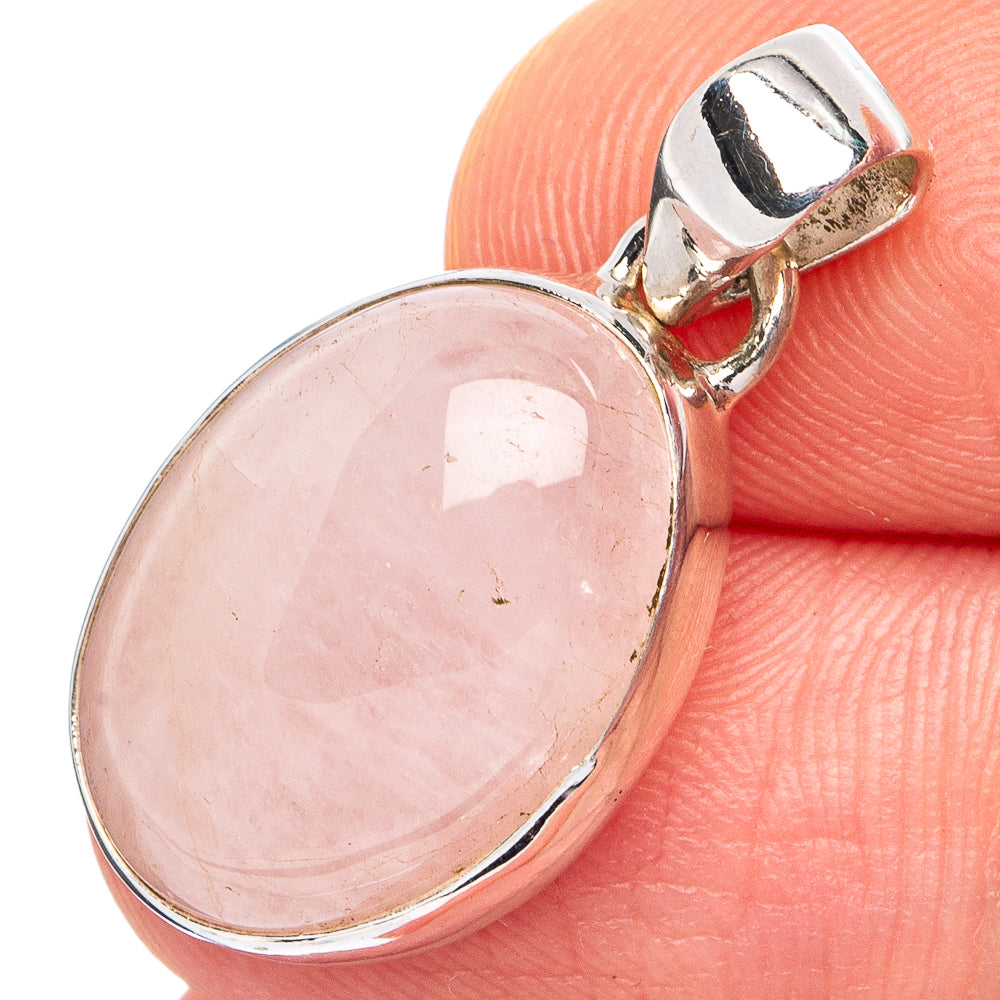 Rose Quartz Pendant 1 1/8" (.925 Sterling Silver)