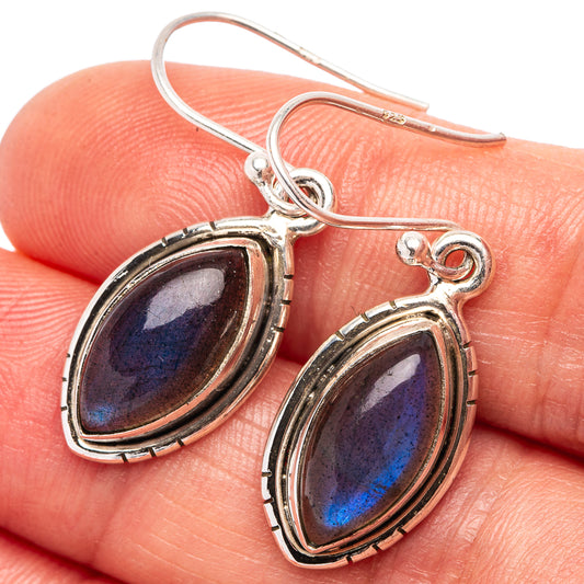 Labradorite Earrings 1 3/8" (.925 Sterling Silver)