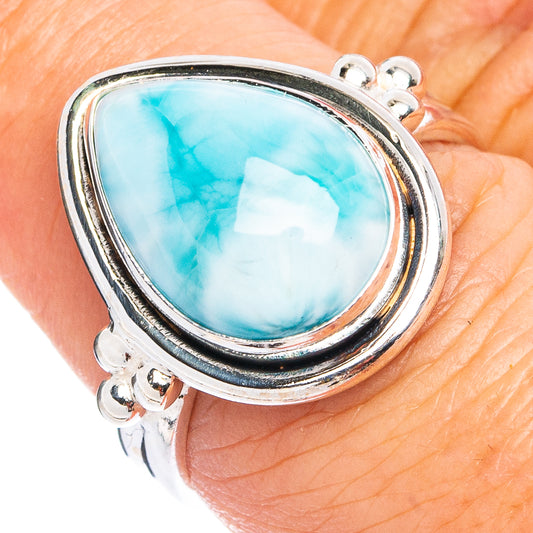 Rare Larimar Ring Size 7.5 (.925 Sterling Silver)