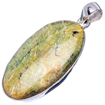 Serpentine Stone Pendant 1 3/4" (925 Sterling Silver) P43187