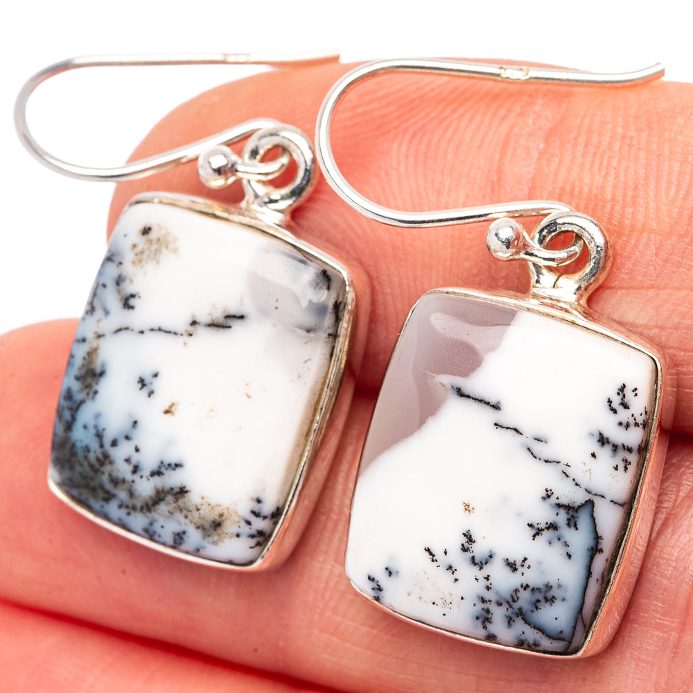 Dendrite Opal Earrings 1 1/4" (.925 Sterling Silver)