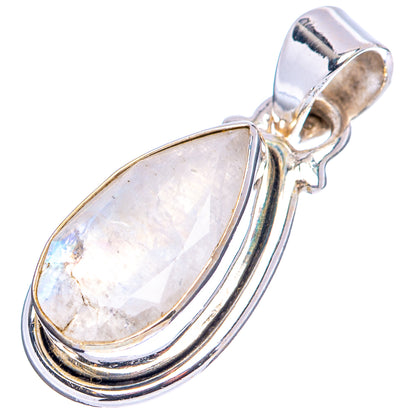 Faceted Rainbow Moonstone Pendant 1 1/8" (.925 Sterling Silver)