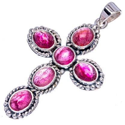 Signature Pink Tourmaline Cross Pendant 2 1/8" (925 Sterling Silver) P42291