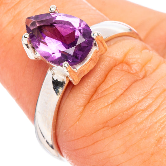 Faceted Amethyst Ring Size 7.5 (.925 Sterling Silver)