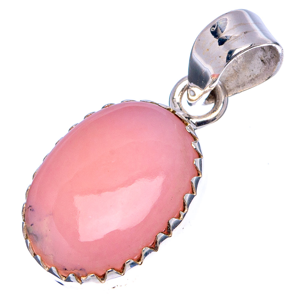 Pink Opal Pendant 1 1/8" (.925 Sterling Silver)