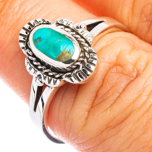 Arizona Turquoise Native Style Ring Size 7.5 (.925 Sterling Silver)