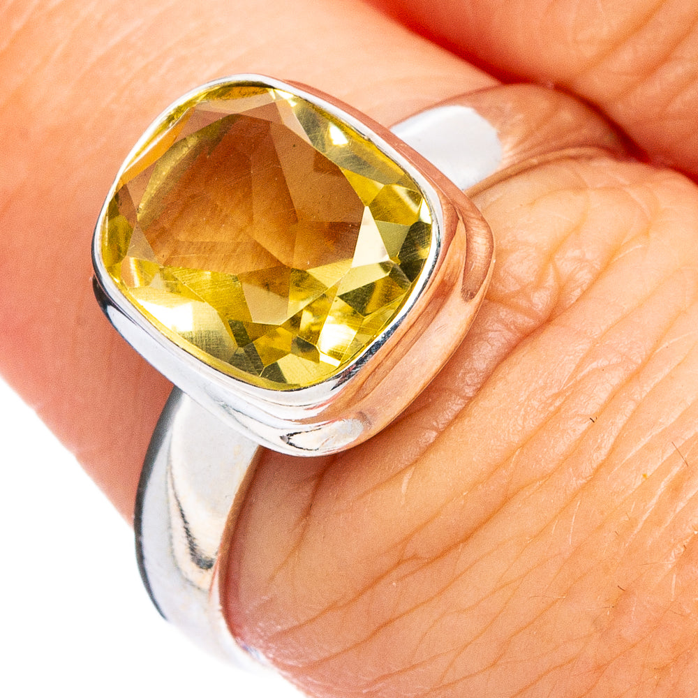 Faceted Citrine Ring Size 8 (.925 Sterling Silver)