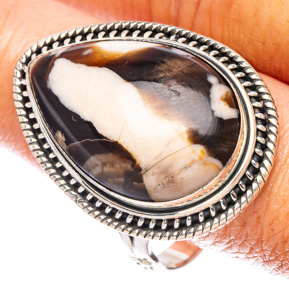 Large Peanut Wood Jasper Ring Size 12 (925 Sterling Silver) R7172