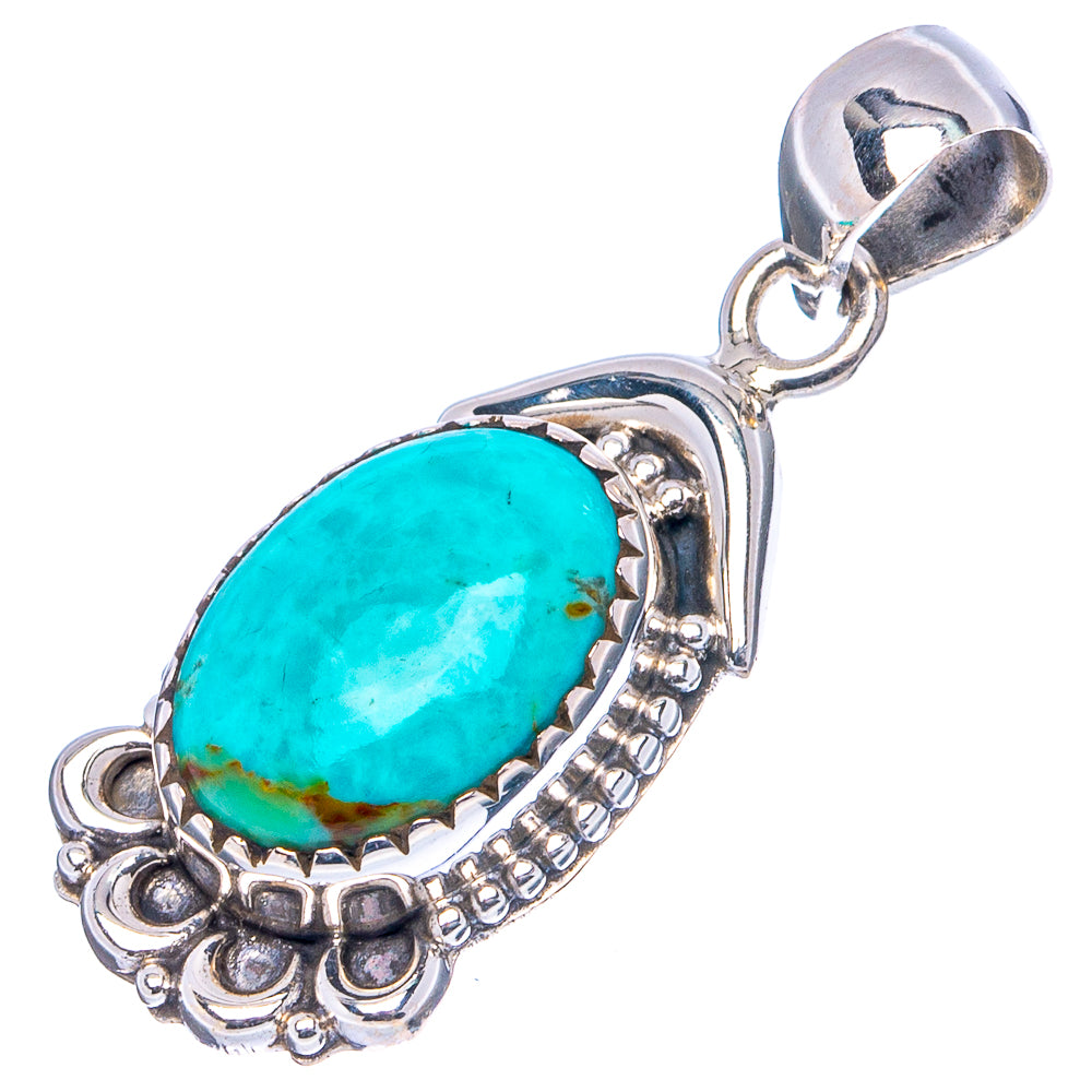 Exotic Kingman Turquoise + popular Blue Topaz multi-gem Retro statement pendant