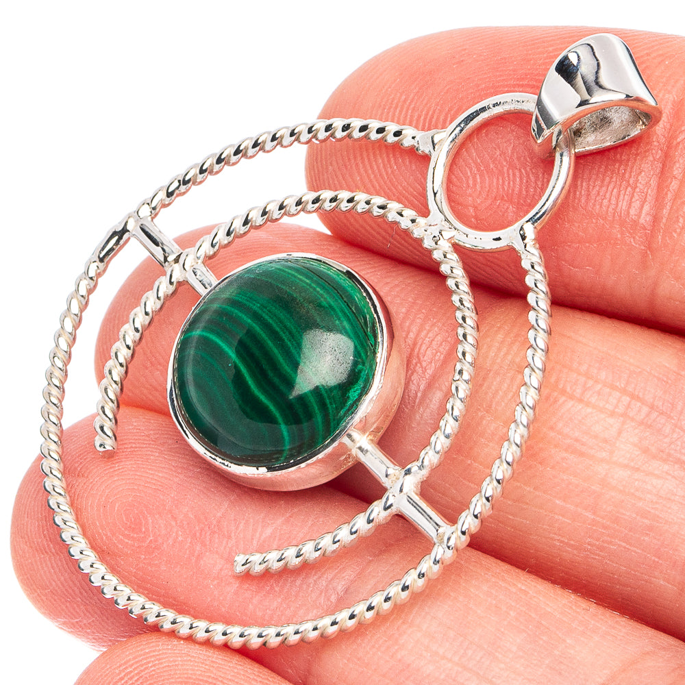 Premium Malachite Pendant 1 1/2" (925 Sterling Silver) P45068