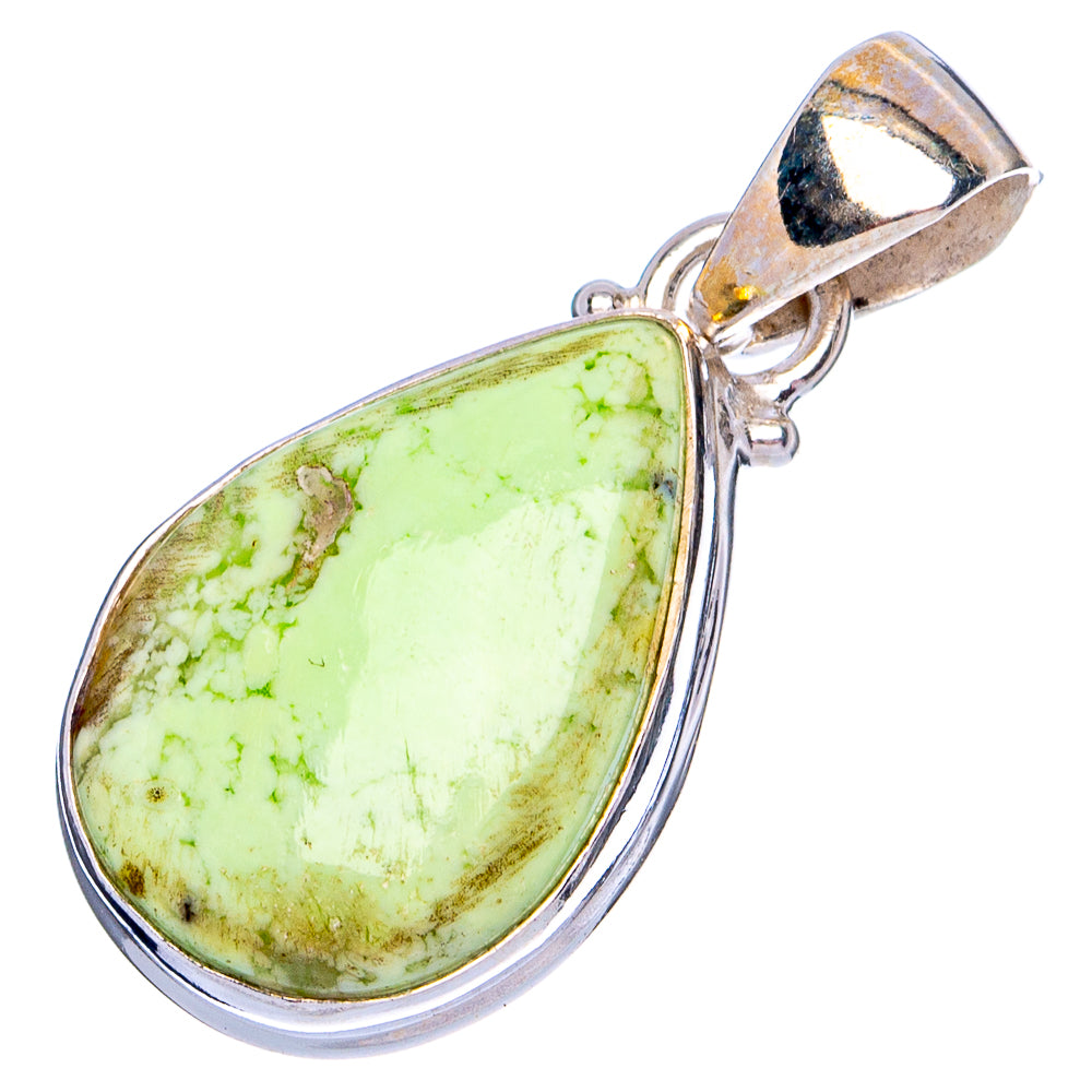 Lemon Chrysoprase Pendant 1 1/4" (.925 Sterling Silver)