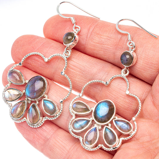 Signature Labradorite Earrings 2 3/8" (925 Sterling Silver) E2715