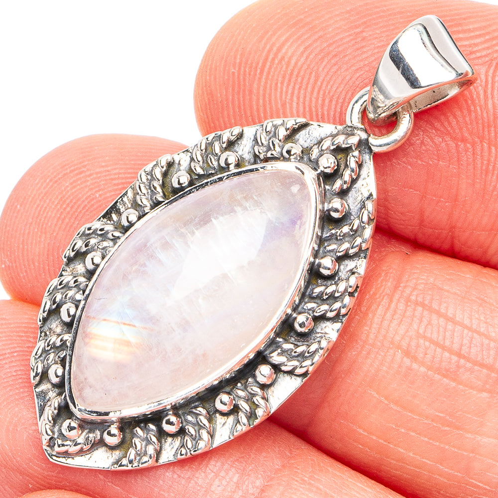 Premium Rainbow Moonstone Pendant 1 3/8" (925 Sterling Silver) P45058