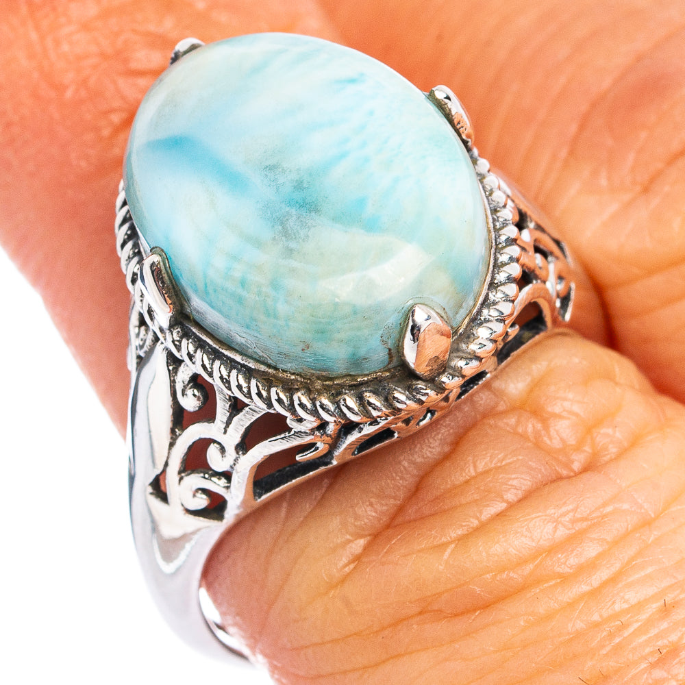 Rare Larimar Ring Size 7.25 (.925 Sterling Silver)