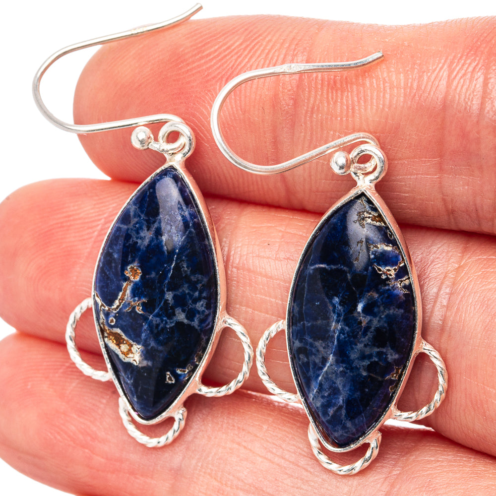 Sodalite Earrings 1 5/8" (.925 Sterling Silver)