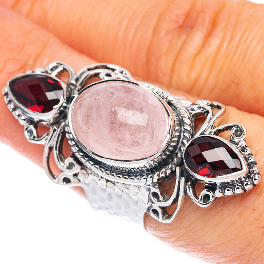 Signature Morganite, Garnet Ring Size 7 (925 Sterling Silver) R2564