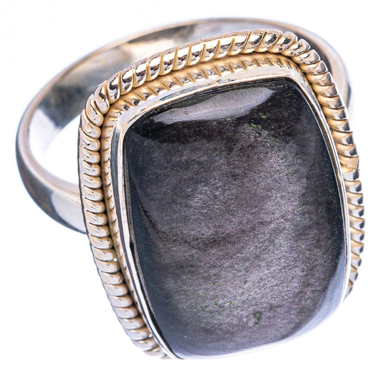 Gold Sheen Obsidian Ring Size 7.75 (925 Sterling Silver) R4916