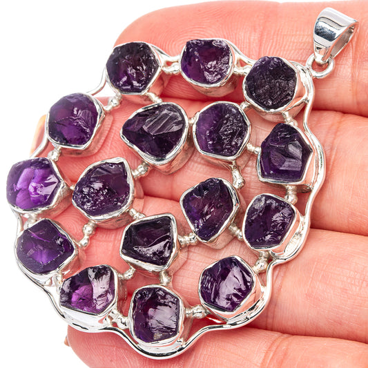 Signature Rough Amethyst Pendant 2 1/4" (925 Sterling Silver) P41822