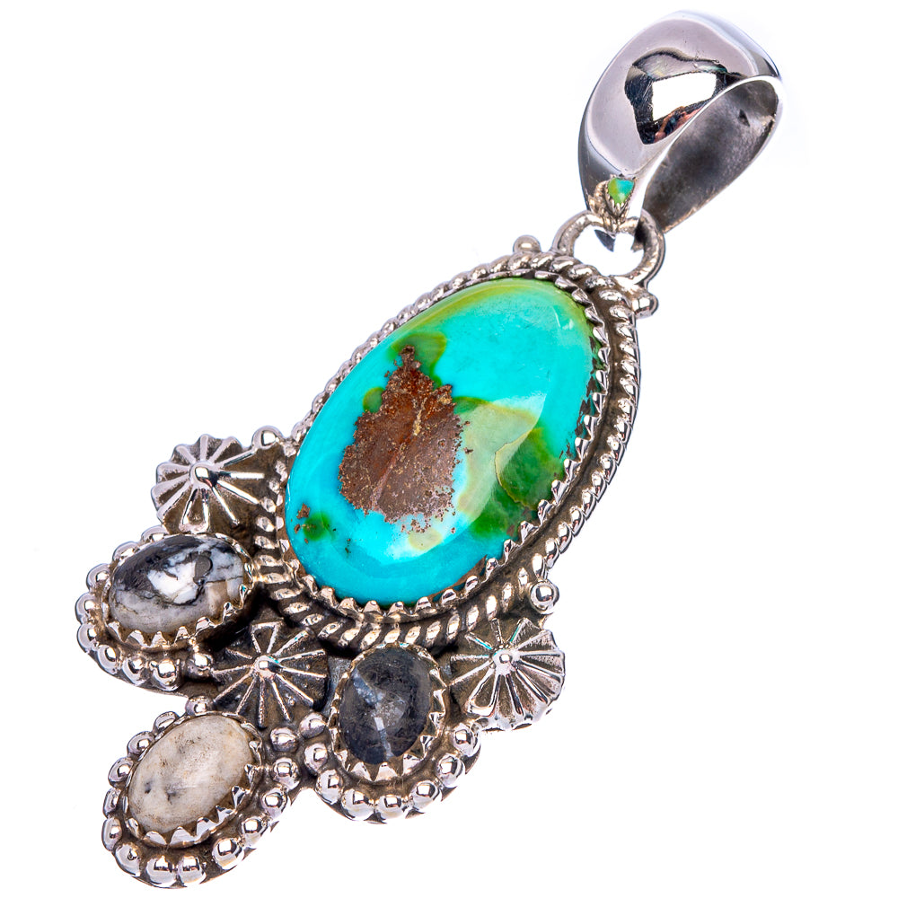 Sonoran Gold Turquoise Native Style Pendant 2 1/8" (.925 Sterling Silver) Exclusive