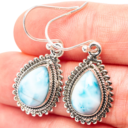 Rare Larimar Earrings 1 3/8" (.925 Sterling Silver)