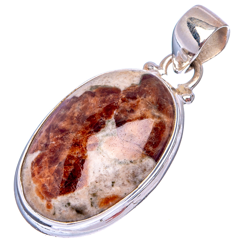 Spessartine Garnet In Limestone Pendant 1 3/8" (.925 Sterling Silver)