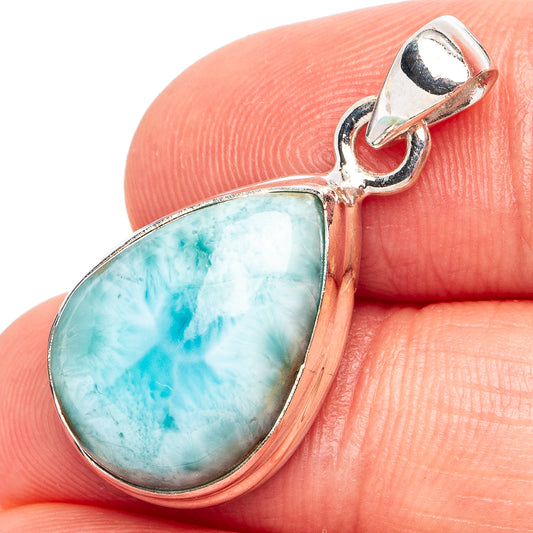 Rare Larimar Pendant 1 1/8" (.925 Sterling Silver)