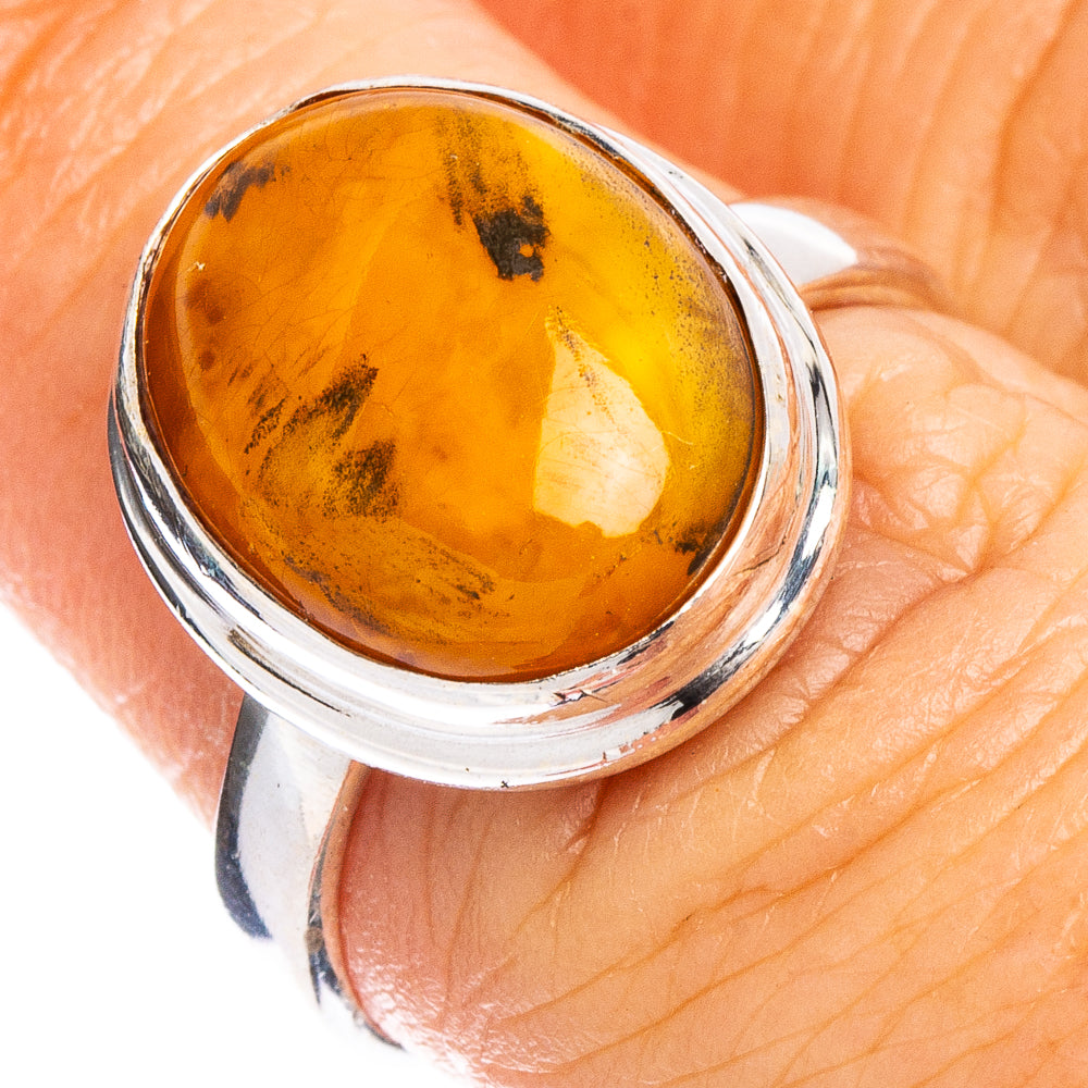 Bone Amber Ring Size 7 (.925 Sterling Silver)