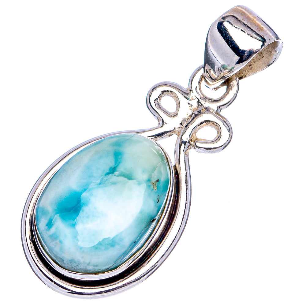 Rare Larimar Pendant 1 1/4" (.925 Sterling Silver)