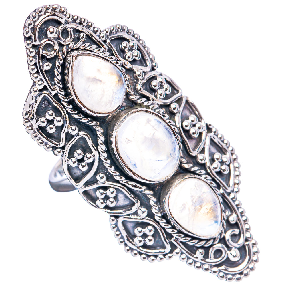 Signature Rainbow Moonstone Ring Size 7.75 (.925 Sterling Silver)