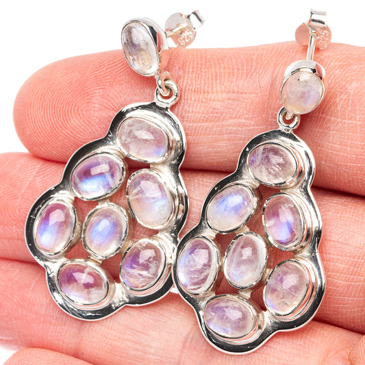 Signature Rainbow Moonstone Earrings 1 5/8" (925 Sterling Silver) E2721