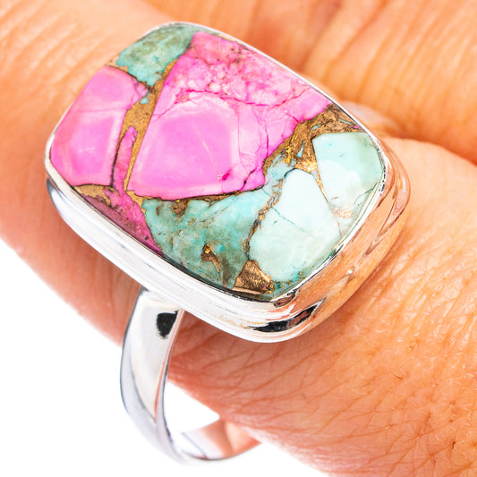 Pink Dahlia Mohave Turquoise Ring Size 11 (.925 Sterling Silver)