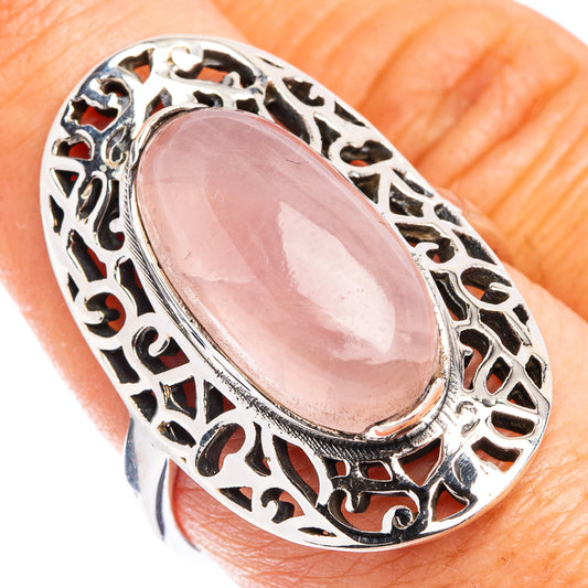 Rose Quartz Ring Size 8.5 (.925 Sterling Silver)