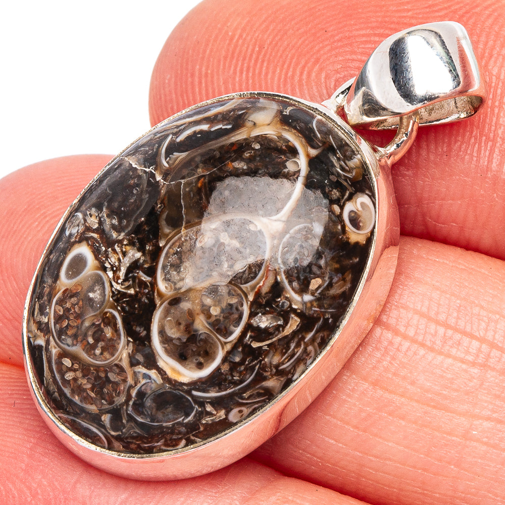 Turritella Agate Pendant 1 1/4" (925 Sterling Silver) P44941