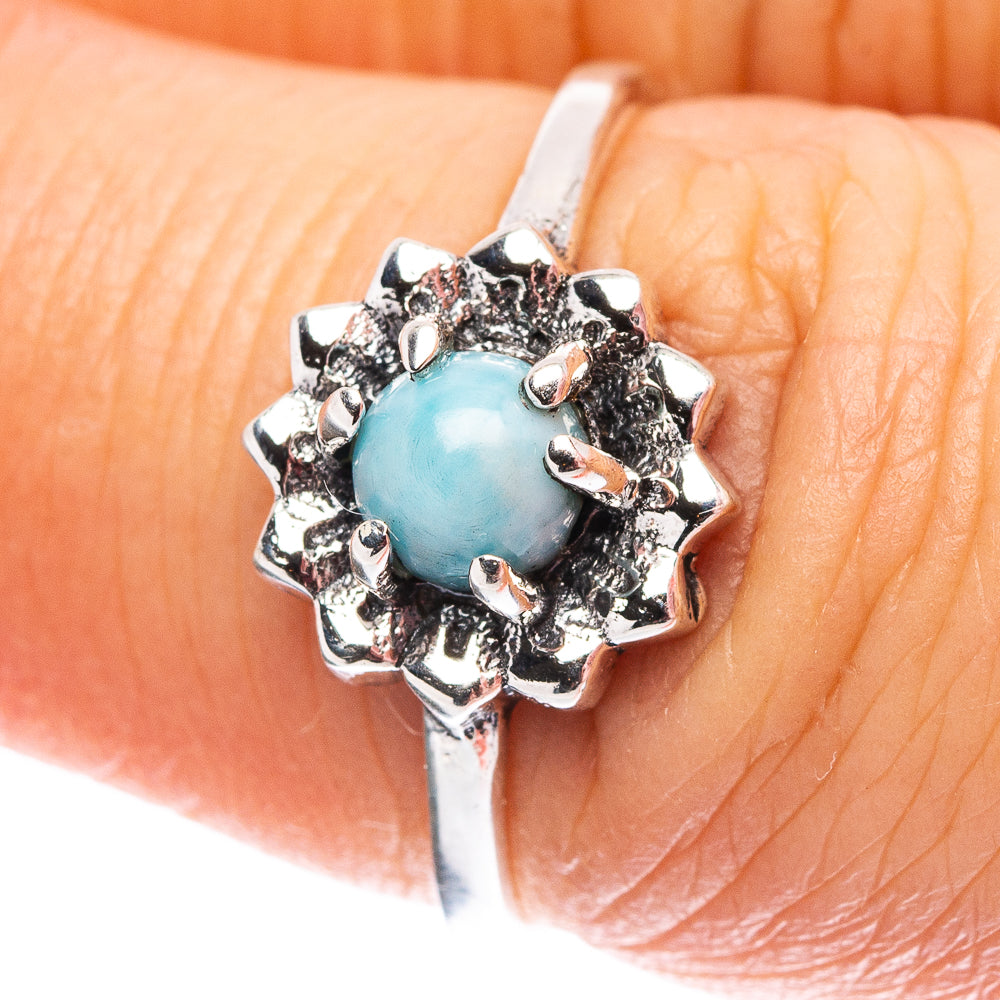 Dainty Larimar Ring Size 7 (.925 Sterling Silver)