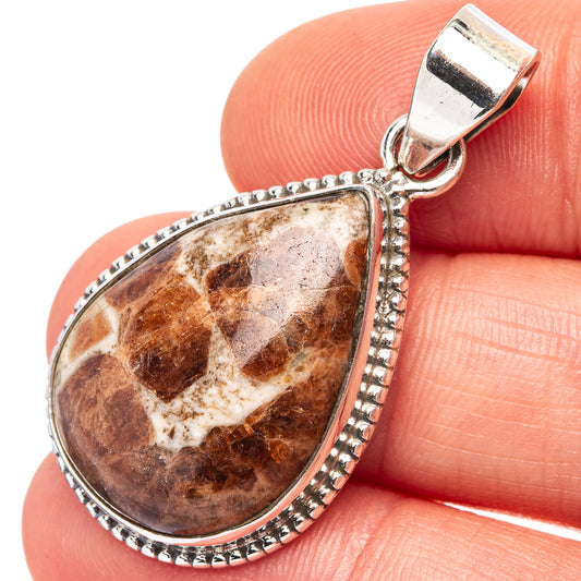 Spessartine Garnet In Limestone Pendant 1 5/8" (.925 Sterling Silver)