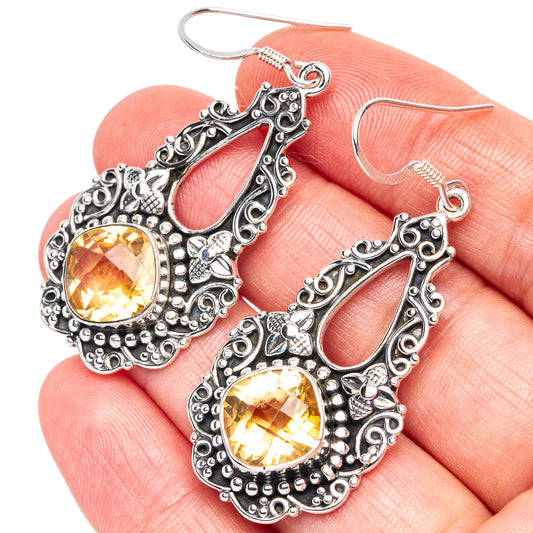 Signature  Citrine Earrings 2 1/8" (925 Sterling Silver) E2491