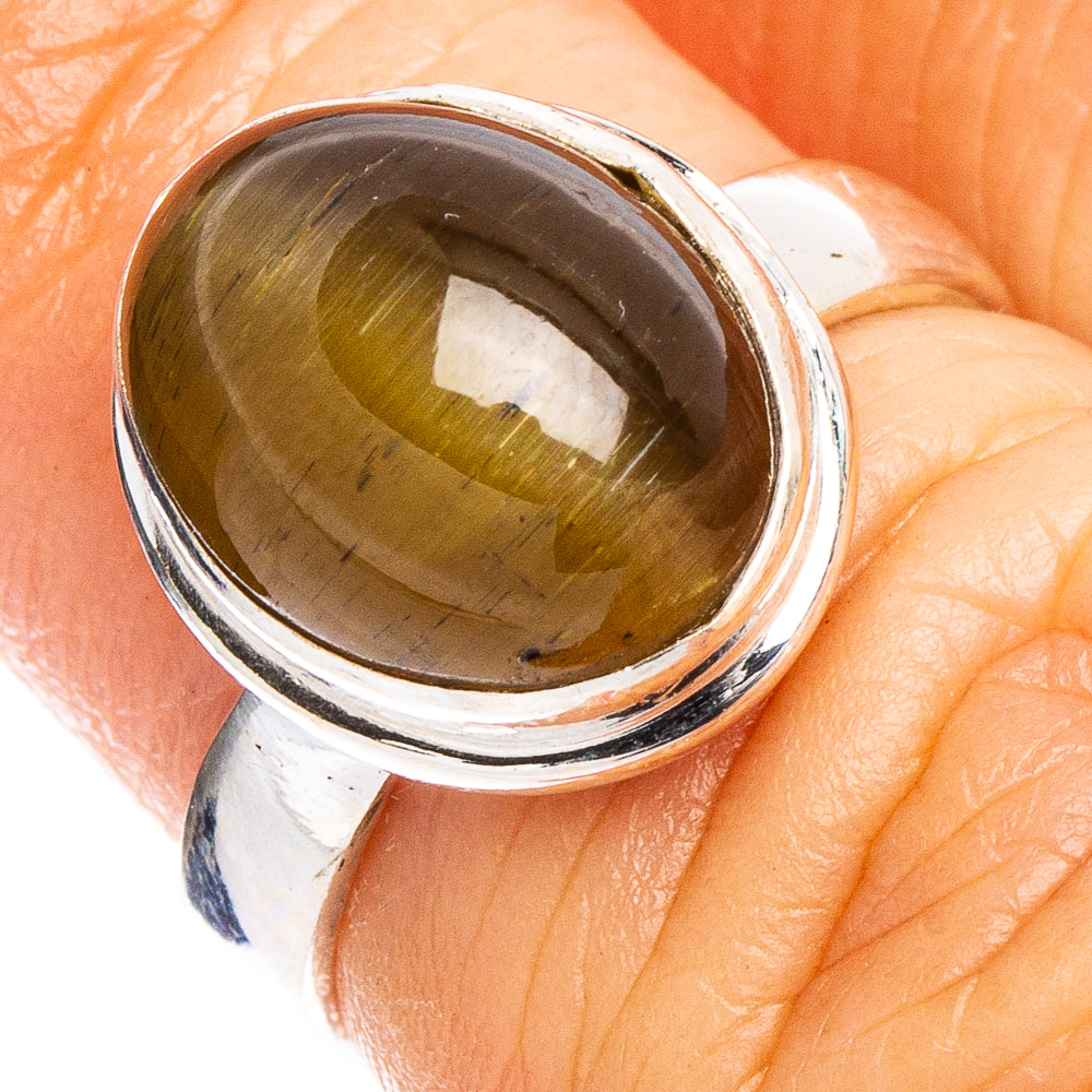 Yellow Cat's Eye Ring Size 5 (.925 Sterling Silver)