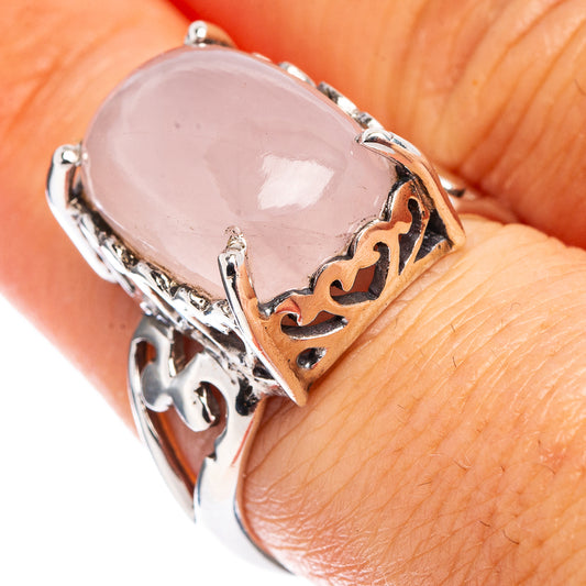 Rose Quartz Ring Size 7.75 (.925 Sterling Silver)