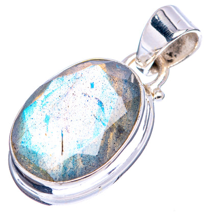 Faceted Labradorite Pendant 1 1/8" (.925 Sterling Silver)