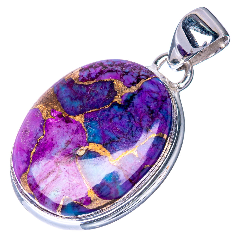 Purple Copper Composite Turquoise Pendant 1 3/8" (925 Sterling Silver) P40867